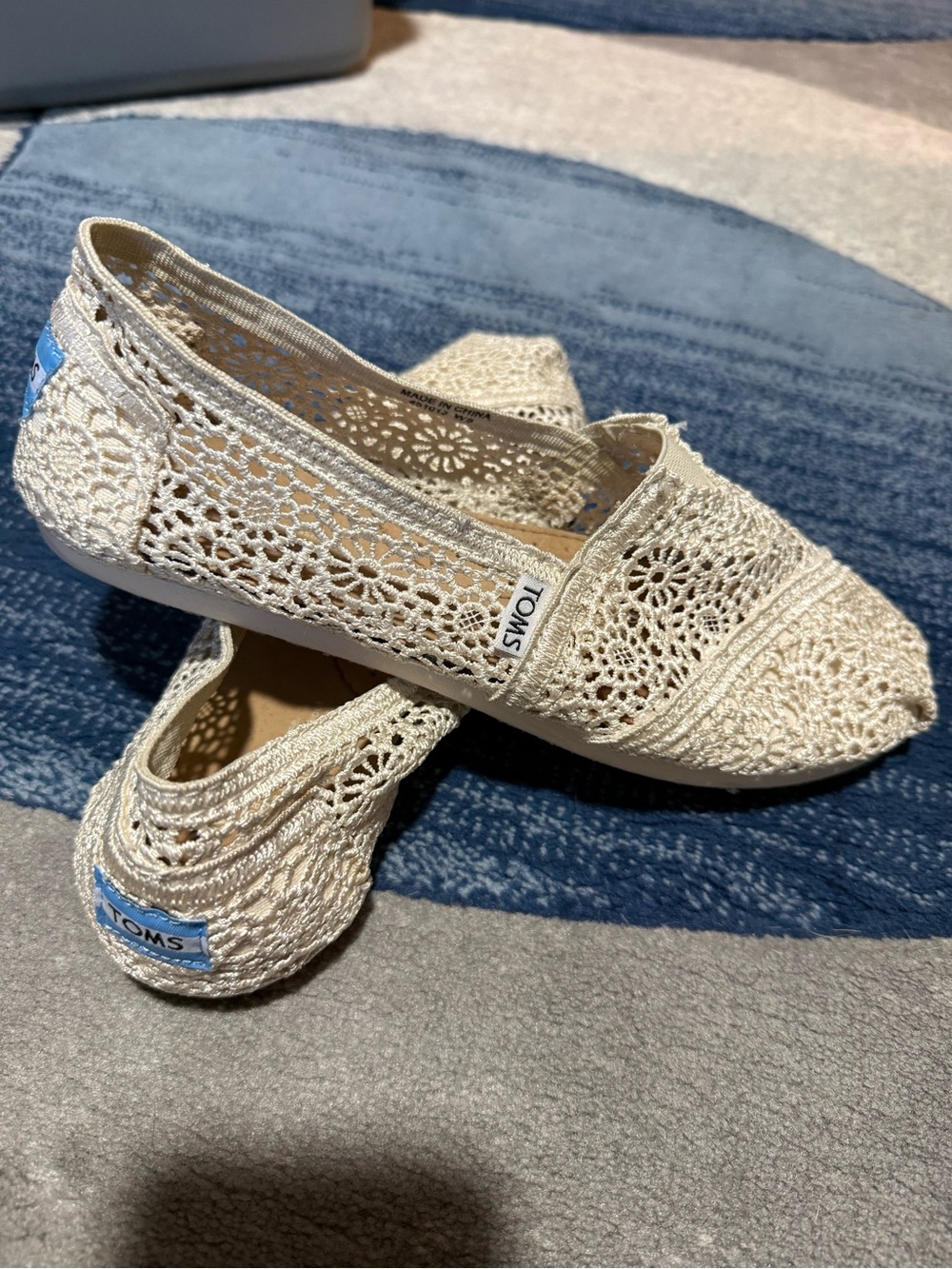 Toms Crochet Slip-On Flats in Ivory
